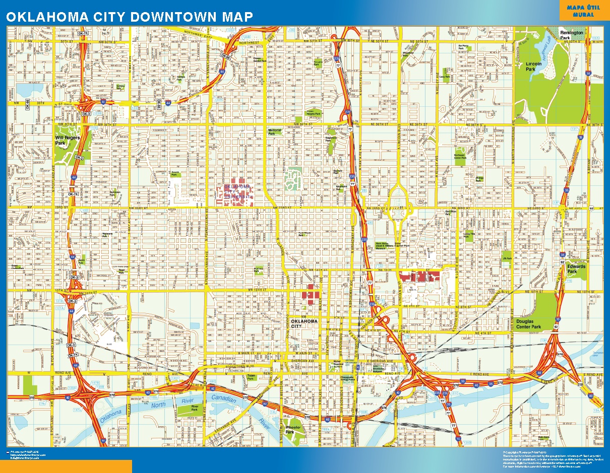 Mapa Oklahoma City downtown